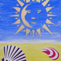 Bild mit Sonne und Muscheln auf Leinwand 18x24 Malerei Bild 2