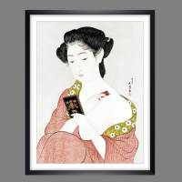 Japanische Kunst - Holzschnitt 1920 -  Frau macht Make up - Kosmetik - Kunstdruck Poster Vintage Bild 1