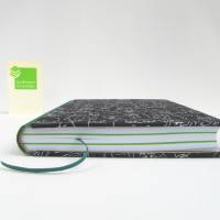 Notizbuch, Linde Grün, Katze schwarz weiß, A5, 300 Seiten, handgefertigt, Hardcover, Recyclingpapier Bild 4
