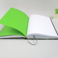 Notizbuch, Linde Grün, Katze schwarz weiß, A5, 300 Seiten, handgefertigt, Hardcover, Recyclingpapier Bild 6