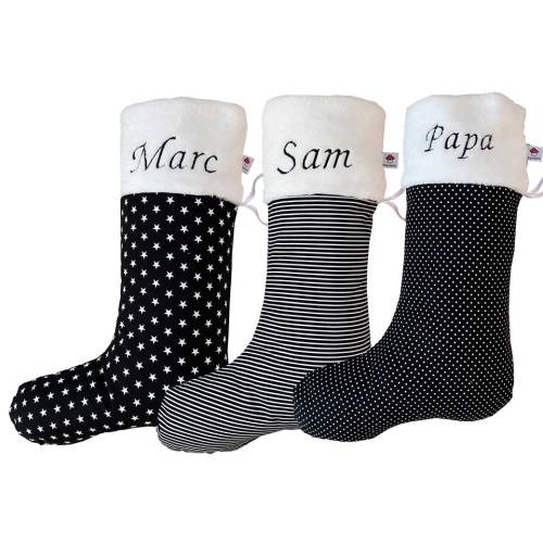 Nikolausstrumpf XXL / Nikolausstiefel / Nikolaussocke mit Namen personalisiert in schwarz