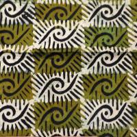 echter Wachsbatik-Stoff - handgebatikt in Ghana - Tie Dye - ca. 3,4m - moosgrün schwarz - Baumwolle