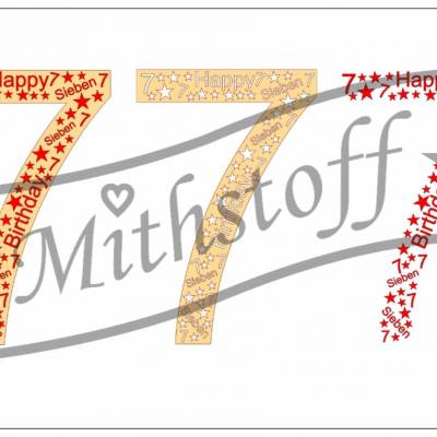  SVG - PNG - DXF - Datei - Geburtstagszahl - Sieben - Zahl - 7 - Plotterdatei - Happy Birthday