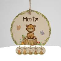Personalisiertes Namensschild "Waldtiere" aus Holz • Türschild für Kinderzimmer • Babygeschenk Bild 1