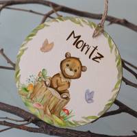 Personalisiertes Namensschild "Waldtiere" aus Holz • Türschild für Kinderzimmer • Babygeschenk Bild 2