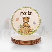 Personalisiertes Namensschild "Waldtiere" aus Holz • Türschild für Kinderzimmer • Babygeschenk Bild 3