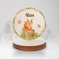 Personalisiertes Namensschild "Waldtiere" aus Holz • Türschild für Kinderzimmer • Babygeschenk Bild 4
