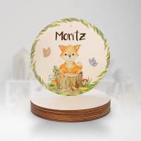 Personalisiertes Namensschild "Waldtiere" aus Holz • Türschild für Kinderzimmer • Babygeschenk Bild 5