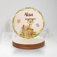 Personalisiertes Namensschild "Waldtiere" aus Holz • Türschild für Kinderzimmer • Babygeschenk Bild 8