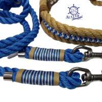 Leine Halsband Set verstellbar f. kleine Hunde, natur, blau, weiß, beige, Wunschlänge Bild 3