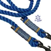 Leine Halsband Set verstellbar f. kleine Hunde, natur, blau, weiß, beige, Wunschlänge Bild 6