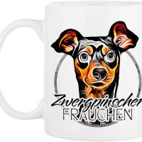 Hunde-Tasse ZWERGPINSCHER FRAUCHEN mit Hunderasse im Cartoon-Stil┊tolle Geschenkidee für Hundebesitzer Bild 2