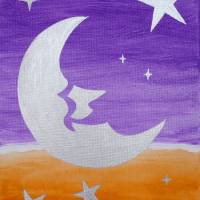 Bild mit Mond und Sternen auf Leinwand 18x24 Malerei Bild 2