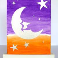 Bild mit Mond und Sternen auf Leinwand 18x24 Malerei Bild 3