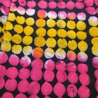 echter Wachsbatik-Stoff - handgebatikt in Ghana - Tie Dye - ca. 2,6m - Punkte pink orange schwarz - Baumwolle Bild 1