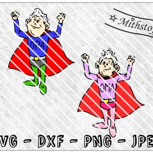 Plotterdatei - super Opa Oma  - SVG - DXF - PNG - Datei - grandpa - grandma - superhero Bild 1