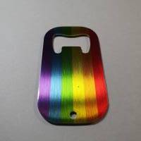 Flaschenöffner (klein), Metalloptik, Schlüsselanhänger "Regenbogen" Bild 1
