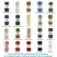 Hochwertige Macrame-Cord-Wolle-65 Prozent Baumwolle-25 Prozent Polyester-10 % andere Fasern-500 g Knäuel-100 Meter Bild 1