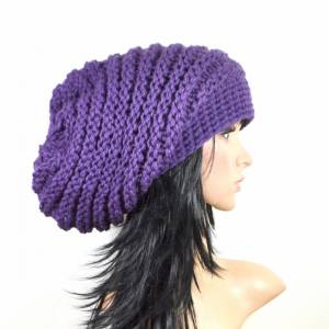 Chunky Hat,Long Beanie,purple,For Women,For Men,Slouchy,Strickmütze! Bild 1