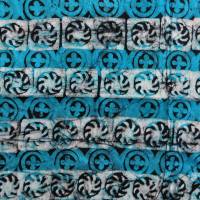echter Wachsbatik-Stoff - handgebatikt in Ghana - Tie Dye - 50cm - türkis weiß schwarz - Baumwolle Bild 3