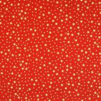 Baumwollgewebe, rot, bedruckt mit "goldenen" Sternen, 140 cm breit, Meterware, Preis pro 0,5 lfdm Bild 1