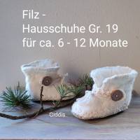 Baby Filzschuhe - Filzstiefelchen, Gr. 19, creme Bild 1