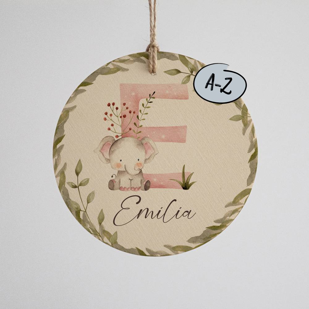 Personalisiertes Namensschild "Tier Monogramm" aus Holz • Türschild für Kinderzimmer • Babygeschenk Bild 1