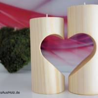 Teelichthalter Herz aus Fichtenholz, gedrechselt / Holzdeko / Kerzenhalter / Dekoration Bild 1