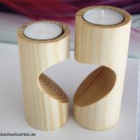 Teelichthalter Herz aus Fichtenholz, gedrechselt / Holzdeko / Kerzenhalter / Dekoration Bild 3