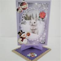Weihnachtskarte Hase und Terrier  2 Stk. Grußkarte Bild 2