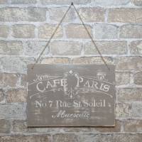 Holzschild "Cafe Paris" im Shabby Look Bild 1