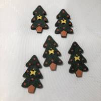 Motivknopf Tannenbaum mit Stern aus Holz, Kinderknopf, 2-Loch-Knopf, Union Knopf, Weihnachten, Winter, Deko Bild 1
