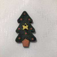 Motivknopf Tannenbaum mit Stern aus Holz, Kinderknopf, 2-Loch-Knopf, Union Knopf, Weihnachten, Winter, Deko Bild 2