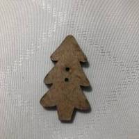 Motivknopf Tannenbaum mit Stern aus Holz, Kinderknopf, 2-Loch-Knopf, Union Knopf, Weihnachten, Winter, Deko Bild 3
