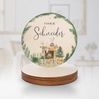 Personalisiertes Türschild "Cozy XMAS" aus Holz mit Name für Familien • Weihnachtlicher Türschmuck Bild 3