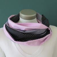 Loop Schal Damen Baumwolle Punkte rosa grau schwarz Schlauchschal Wendeschal Bild 1