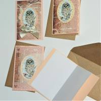 Eulen Mini Karten vintage stil mit Umschlag Männer Klappkarte Geschenkanhänger Bild 6