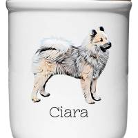 Keramik Leckerlidose EURASIER mit Hunde-Silhouette - personalisiert mit Name Bild 1