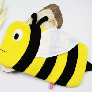 Wärmflaschenbezug Biene Hummel gelb schwarz Wärmflaschenhülle inklusive 2.0 Liter Wärmflasche von Fashy Bild 1