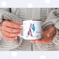 Tasse mit Namen, personalisierte Emailletasse für Reiterinnen, Kindertasse Kinderbecher, Geschenk zur Einschulung Bild 3