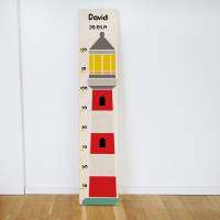 Holz - Messleiste für Kinder, personalisiert mit Name und Datum, Messlatte für Kinder, Motiv: Leuchtturm Bild 6