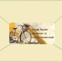 24 Adressaufkleber | Nostalgisches Fahrrad - eckig 3,0 x 6,5 cm Bild 3