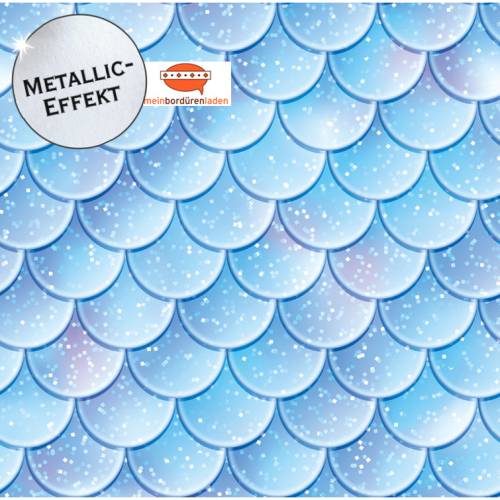 Metallic Bordüre: Meerjungfrau Schuppen - Glitter - mit Perlmutt-Effekt - 18 cm Höhe