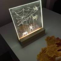 Halloween Dekoration, Spiegel, Motiv Spinnennetz mit Wunschgravur Bild 1