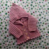 Strickjacke für Mädchen ab Größe 50/56 bis Größe 92/98 rosa pullover mit kapuze taufkleidung geschenk taufe geburt Bild 1