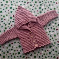 Strickjacke für Mädchen ab Größe 50/56 bis Größe 92/98 rosa pullover mit kapuze taufkleidung geschenk taufe geburt Bild 10