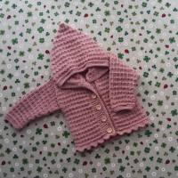 Strickjacke für Mädchen ab Größe 50/56 bis Größe 92/98 rosa pullover mit kapuze taufkleidung geschenk taufe geburt Bild 2