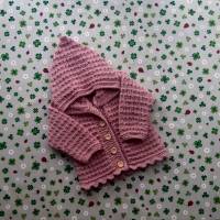 Strickjacke für Mädchen ab Größe 50/56 bis Größe 92/98 rosa pullover mit kapuze taufkleidung geschenk taufe geburt Bild 4