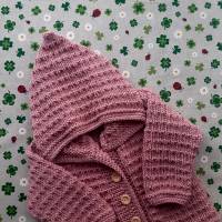 Strickjacke für Mädchen ab Größe 50/56 bis Größe 92/98 rosa pullover mit kapuze taufkleidung geschenk taufe geburt Bild 5