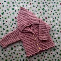 Strickjacke für Mädchen ab Größe 50/56 bis Größe 92/98 rosa pullover mit kapuze taufkleidung geschenk taufe geburt Bild 7